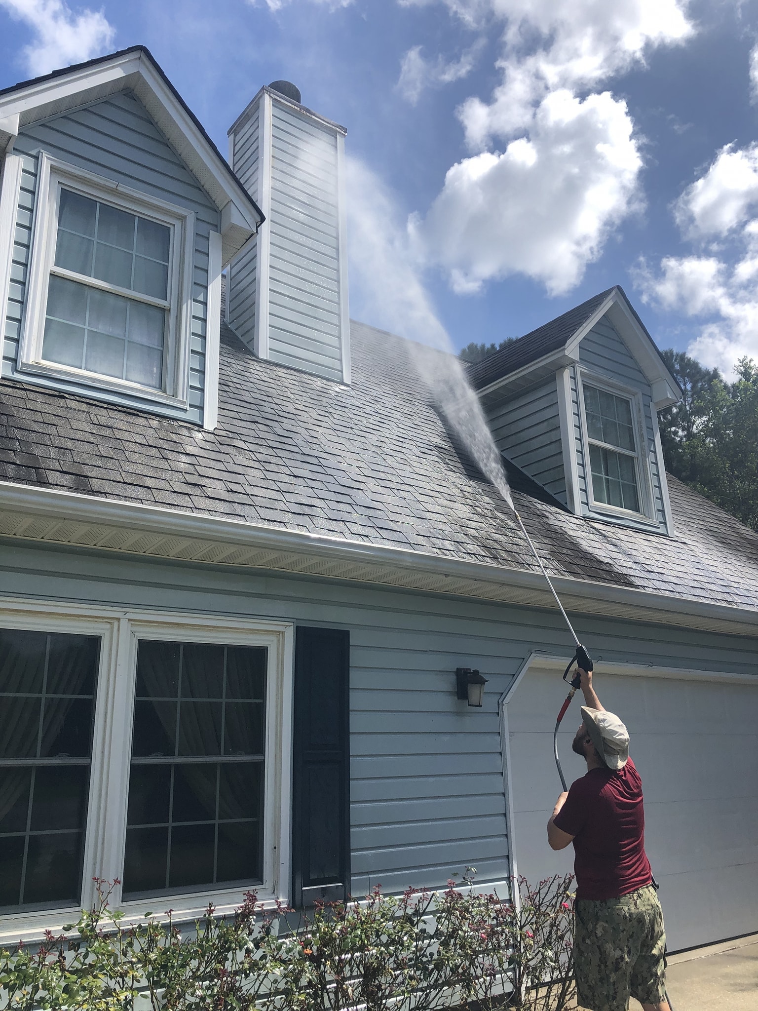 Exterior of being pressure washed Summerville SC