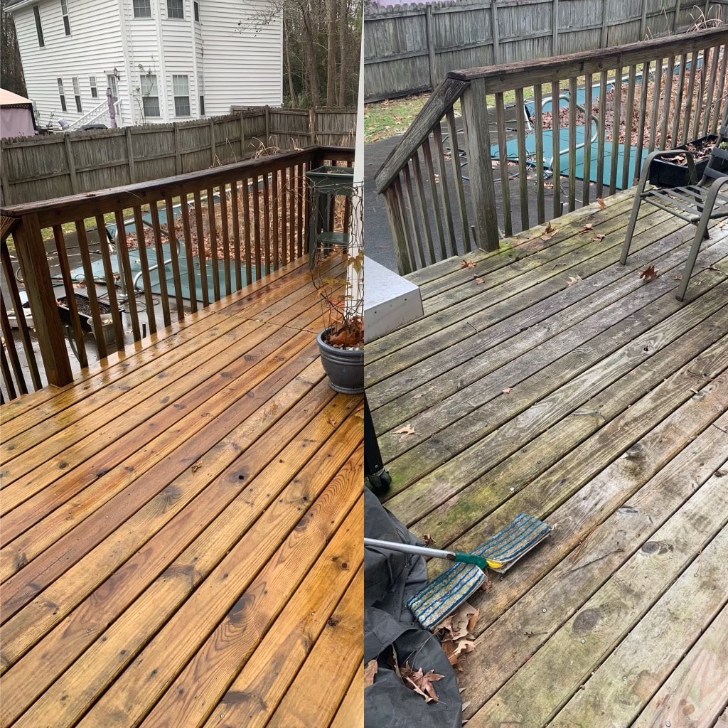 Patio and Deck Before and After Pressure Washing