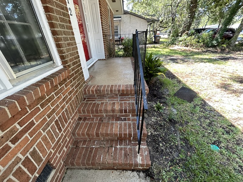 Concrete and Brick Stairs Cleaned by Pressure Washing Company